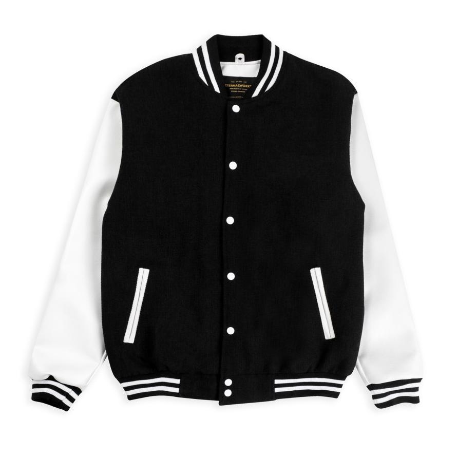 CUCI GUDANG ETERNALWORKS - Varsity Jacket Black White