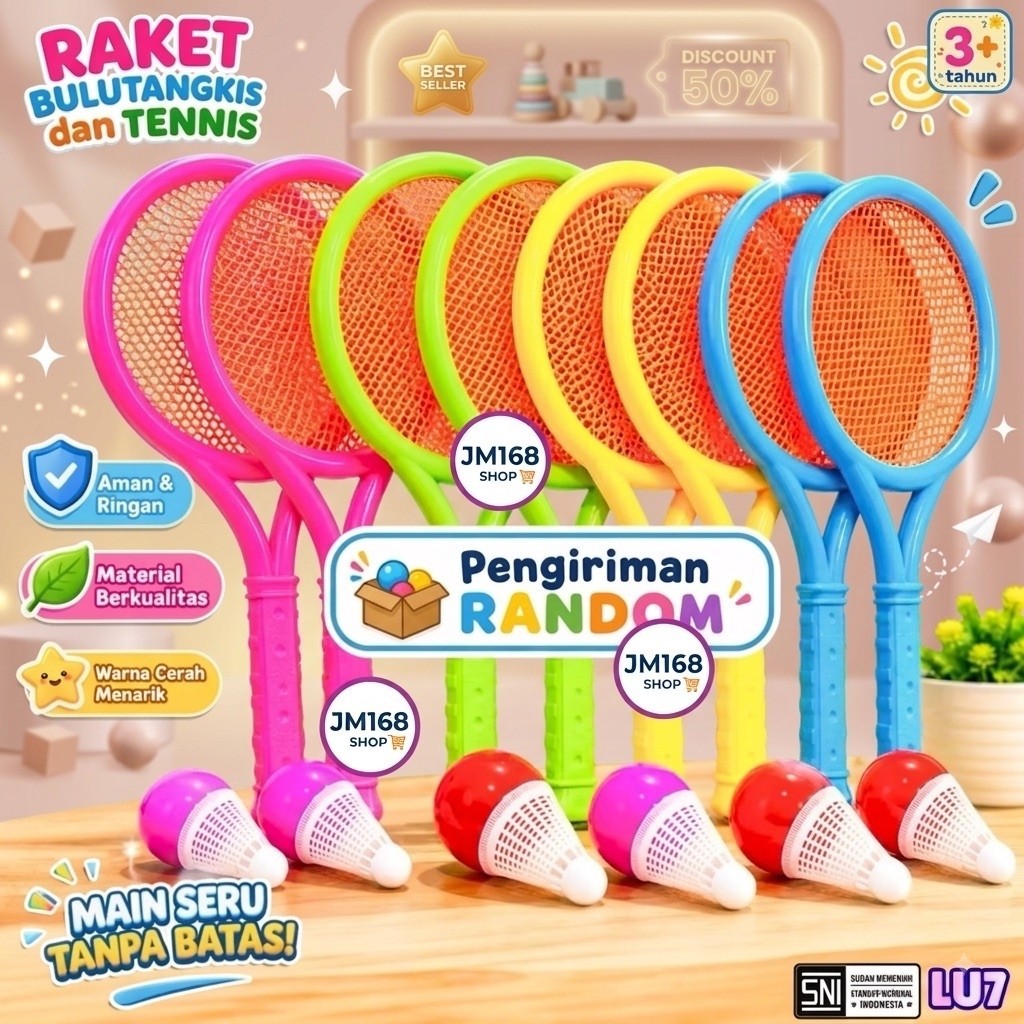 4/168 COD Mainan Raket/ Mainan anak anak/ Raket anak/ Raket/LU7/ Mainan Raket isi 2 pcs Anak Anak / 