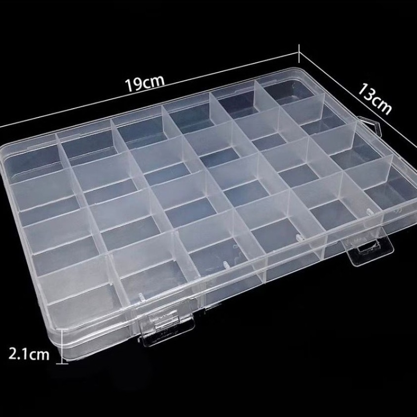 Kotak Penyimpanan Plastik Bening Transparan Sekat Grid Box 24 Slot