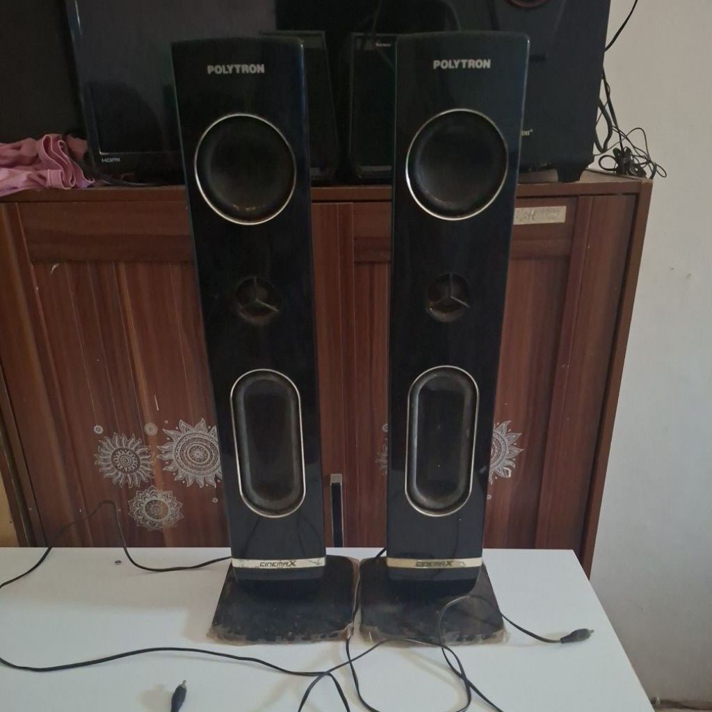 [BEKAS] Speaker Tower TV LED Polytron Cinemax Pasif Copotan Original Sepasang