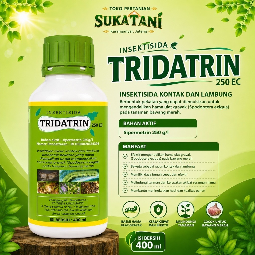 Insektisida Tridatrin 250 EC Bahan Aktif Supermetrin 250 g/l untuk Bawang Merah 400 ml