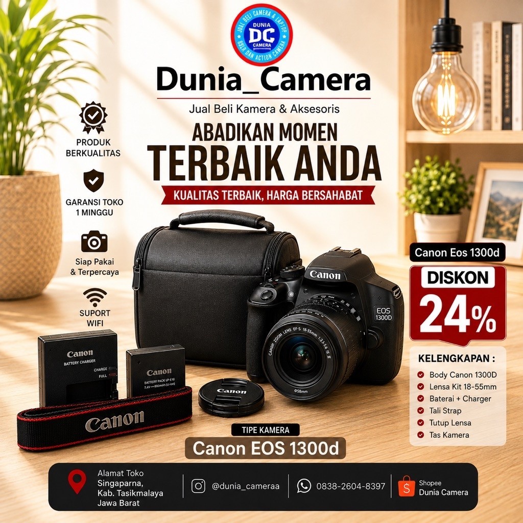 Canon 1300d bekas mulus no vignet