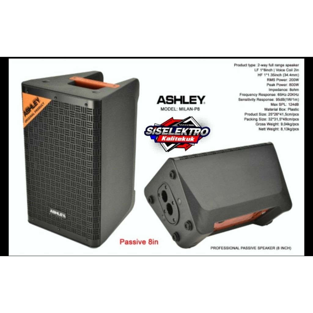 Ashley milan p8 speaker pasif Ashley 8 inch milan p8
