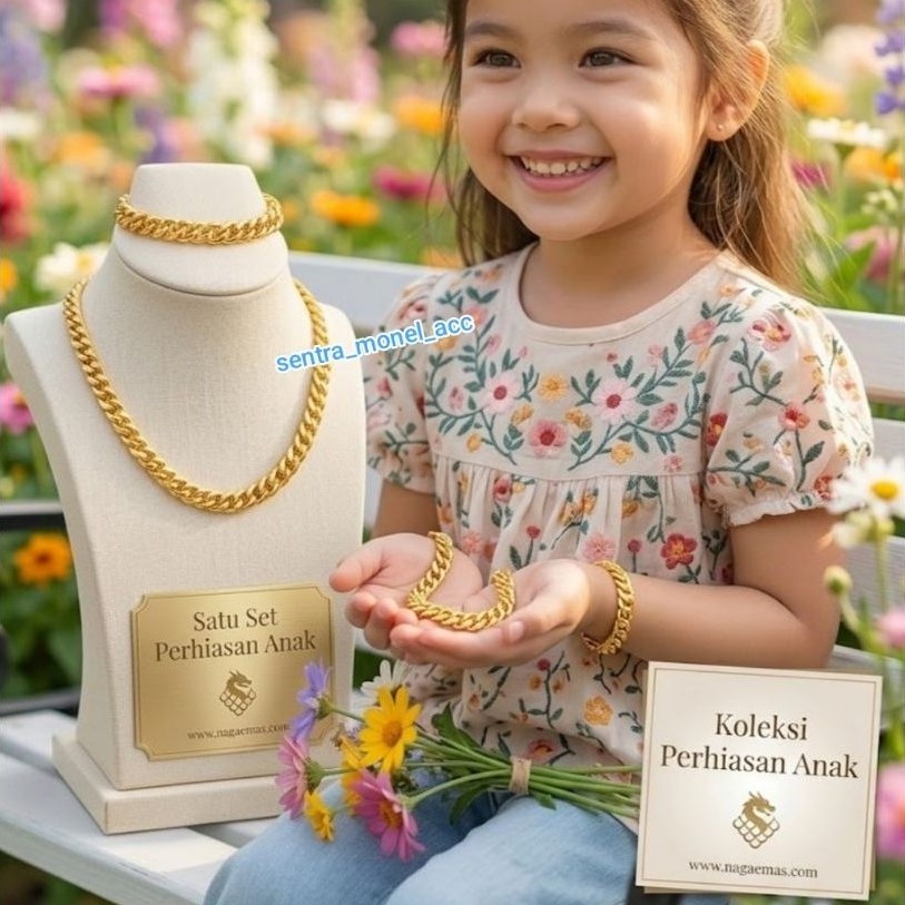 1 set kalung dan gelang sisik naga lapis emas kualitas premium / kalung anak / gelang anak / gelang 