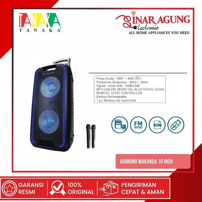 IROSAKA TANAKA DIAMOND WAKANDA 10 INCH SPEAKER AKTIF PORTABLE - GARANSI RESMI