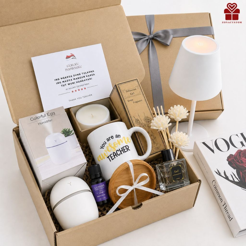 Kado Hampers Guru - Paket Humidifier - Hampers Reed Diffuser & Scented Candle - Hadiah Perpisahan Gu