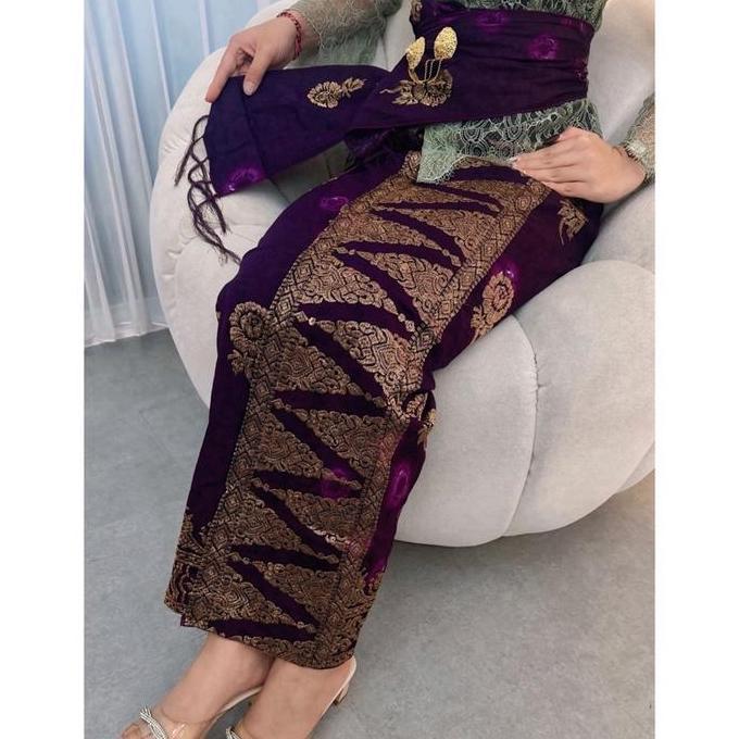 Kamen Katun Strait Jumputan Bordir Set Selendang | Bawahan Kebaya Jumputan Songket Bordir Set Selend