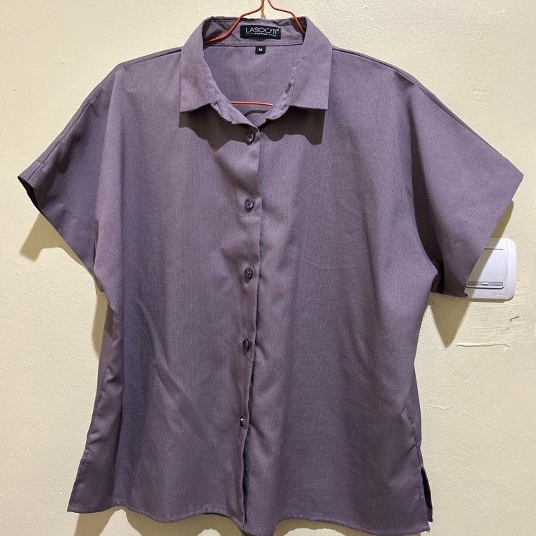 Kemeja Lengan Pendek warna Dark dusty purple