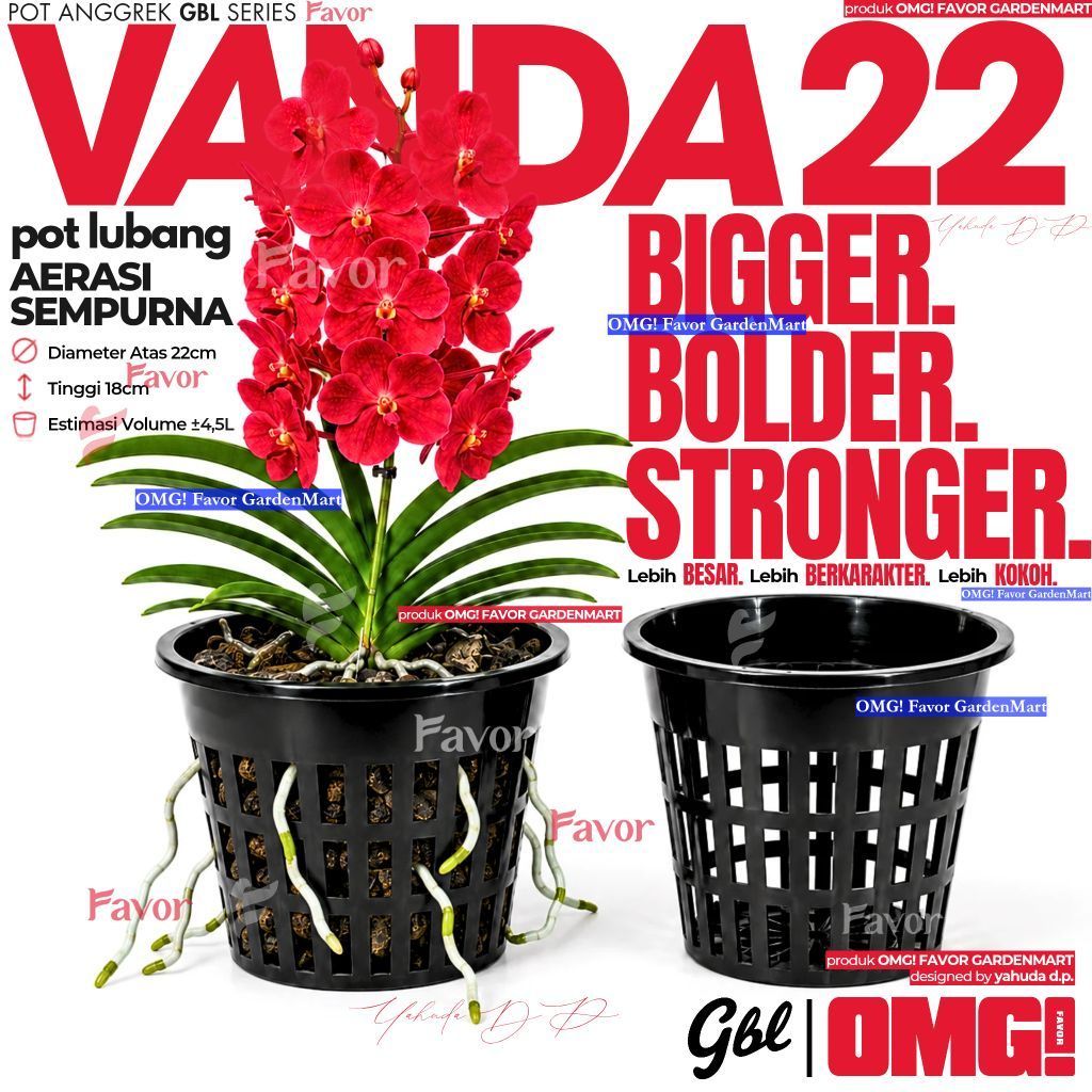 Pot Anggrek VANDA 22 HITAM GBL AERASI PENUH Sirkulasi Optimal | Anggrek Lebih Sehat Akar Lega | Idea