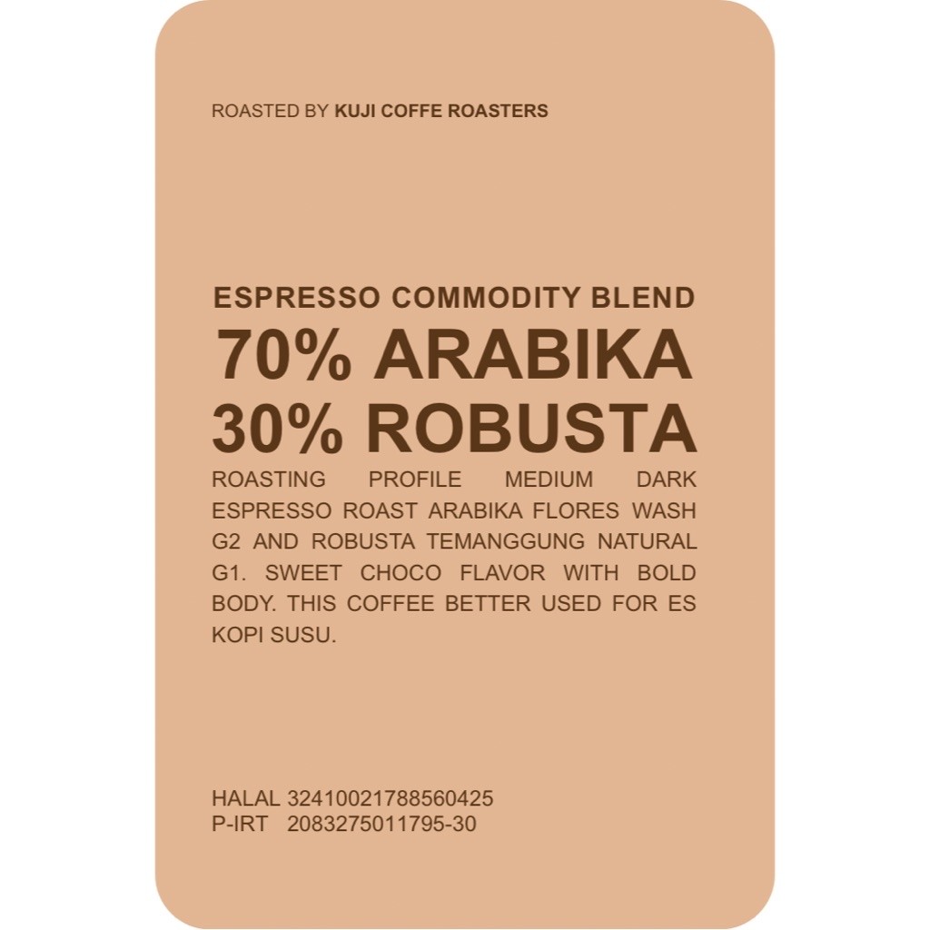 Biji Kopi Espresso Commodity Blend 70% Arabika 30% Robusta | Kopi Susu | Arabika | Espresso Murah | 