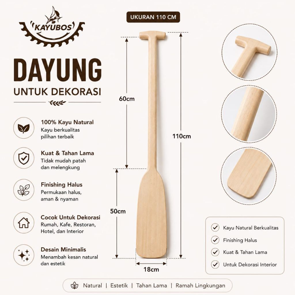 DAYUNG KAYU PREMIUM  110cm / DAYUNG DEKIRASI / PADLLE