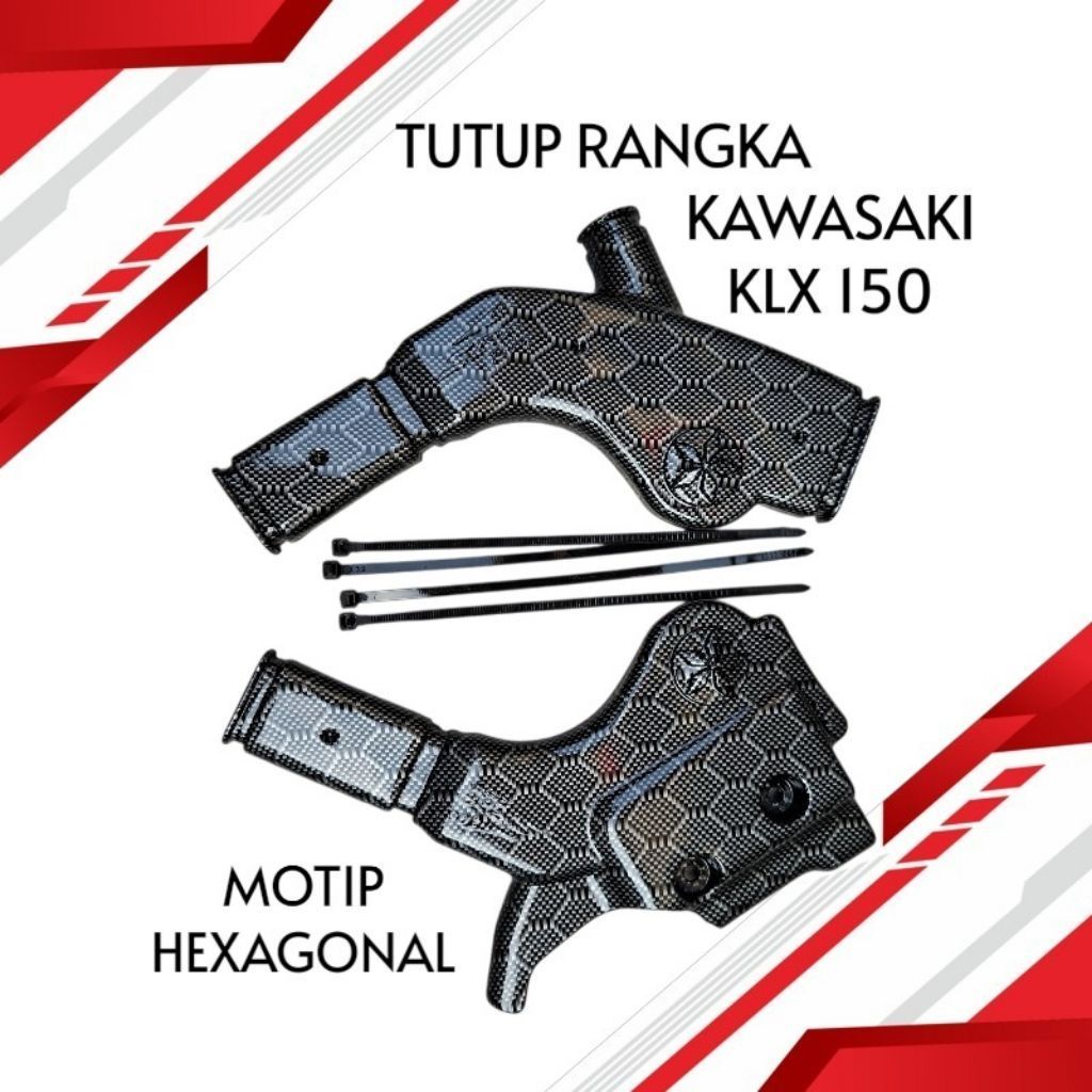 TUTUP RANGKA KAWASAKI KLX 150 CARBON WTP MOTIP HEXAGONAL