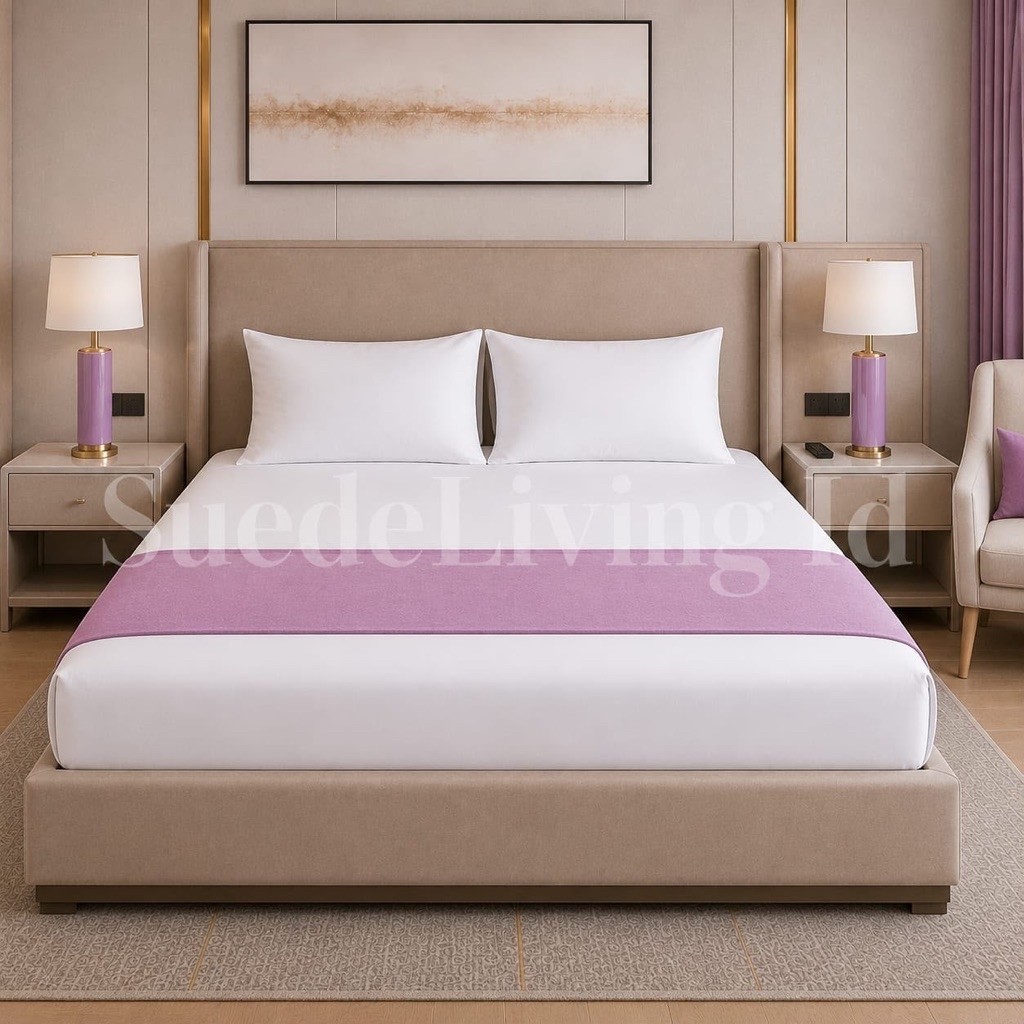 Bed Runner Suede + 2 Bantal | Set Bed Runner & Sarung Bantal 35x35 | Dekorasi Tempat Tidur Elegan