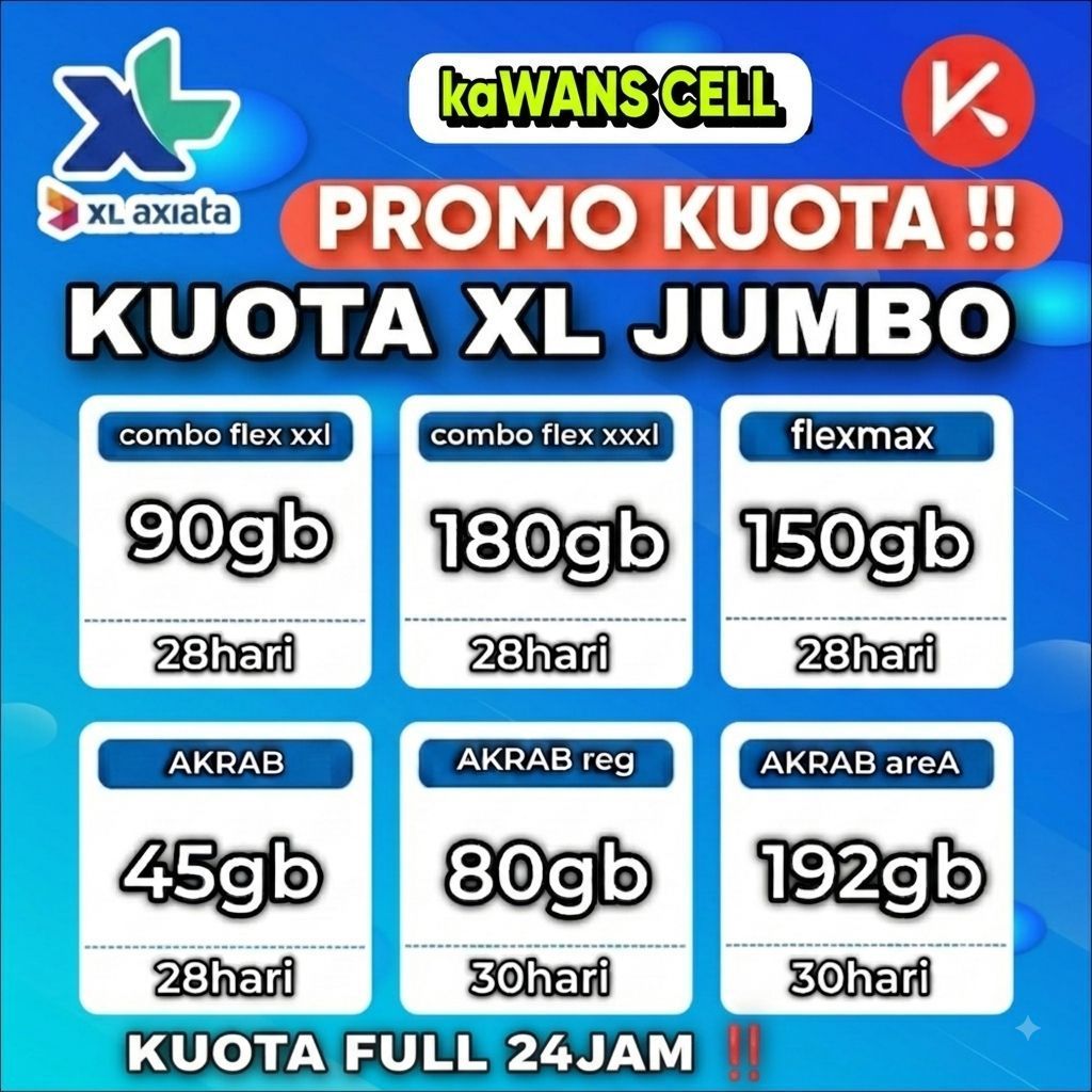 paket kuota internet XL Combo Flex Kuota Nasional Besar , 50gb 80gb 100gb 150gb 300gb