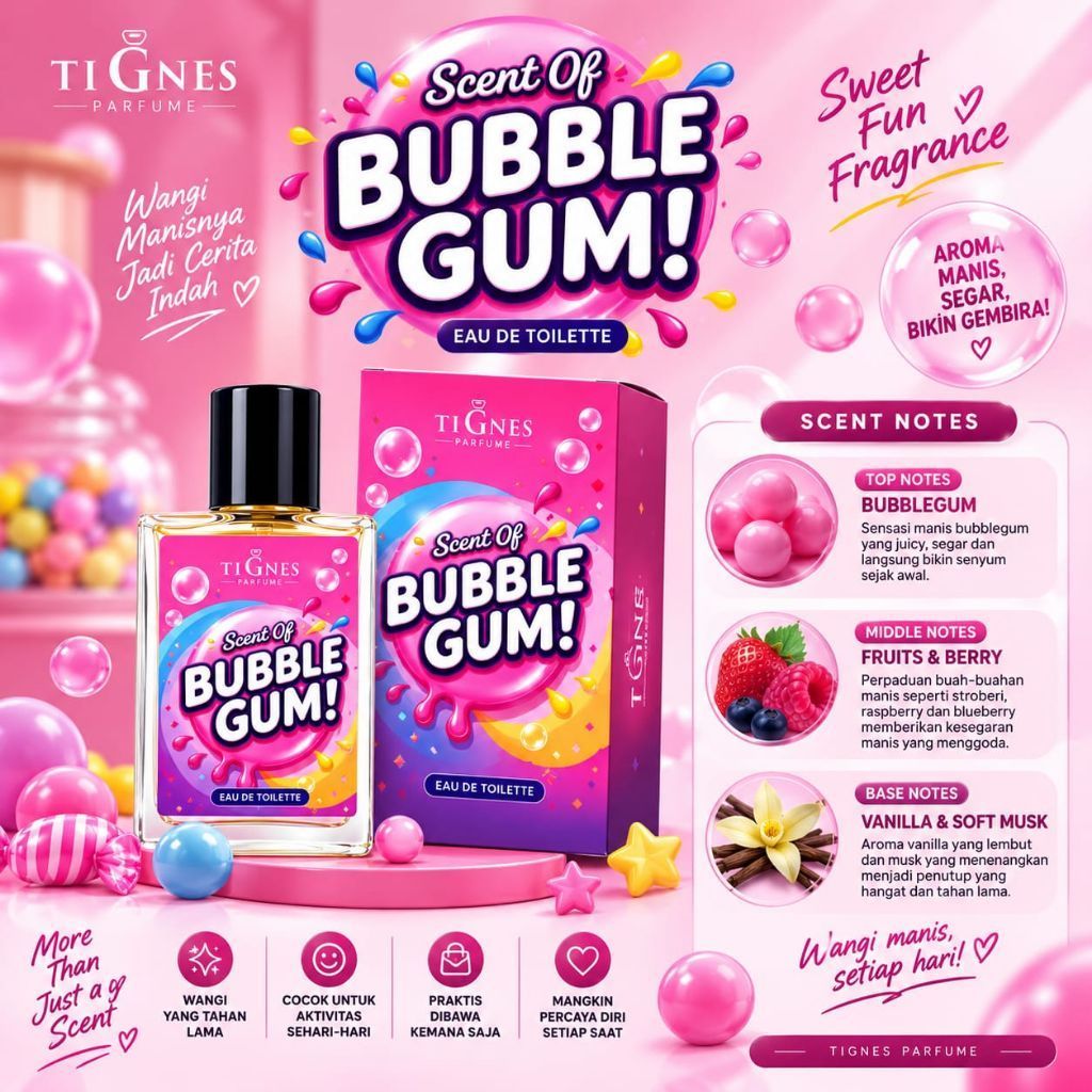 GG PARFUME. Parfum Aroma permen karet BUBLEGUM. ukuran 30ml. cocok untuk Pria & Wanita Remaja/Dewasa