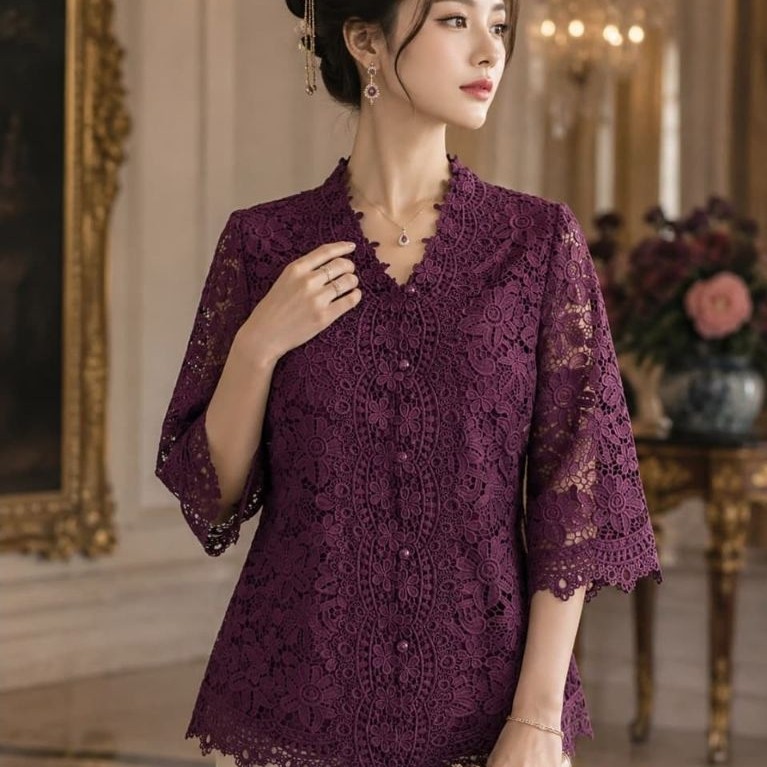 Blus brokat lauren/cz premium  ukuran L,XL,XXL jumbo ,super jumbo