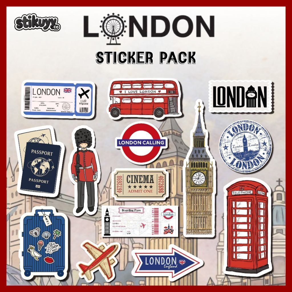 14 PCS STICKER PACK LONDON | LONDON STIKER AESTHETIC | STIKER ANTI AIR