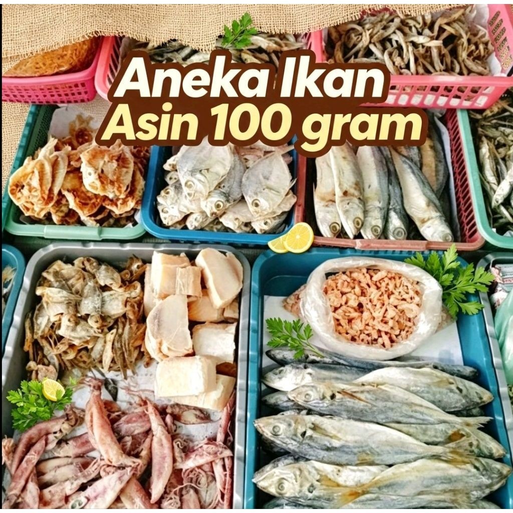 Aneka Ikan Asin 100 gram Cumi Gabus Teri Lampung Medan Jengki Belah Bulat Bulu Ayam Peda Merah Putih