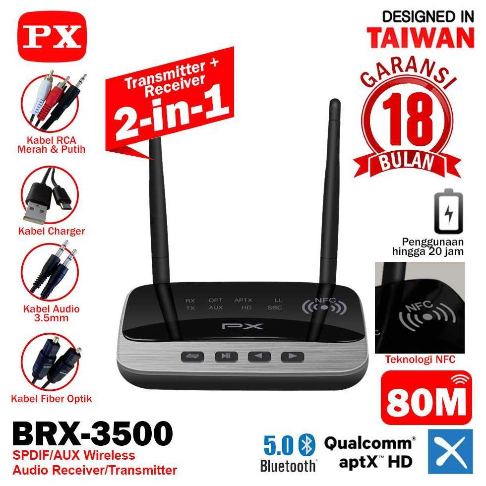 Receiver Bluetooth Transmitter Audio 5.0 NFC HDstereo 2in1 PX BRX-3500