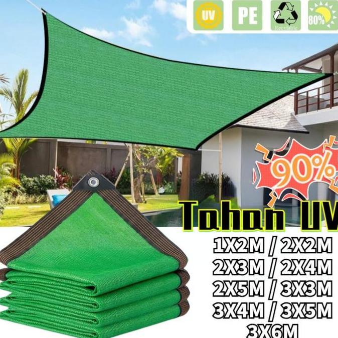 WAITEKNO Allieuka 90% Tahan UV Para Mesh Jaring Naungan Hijau Terpal Jaring Atap Tanaman Pelindung M