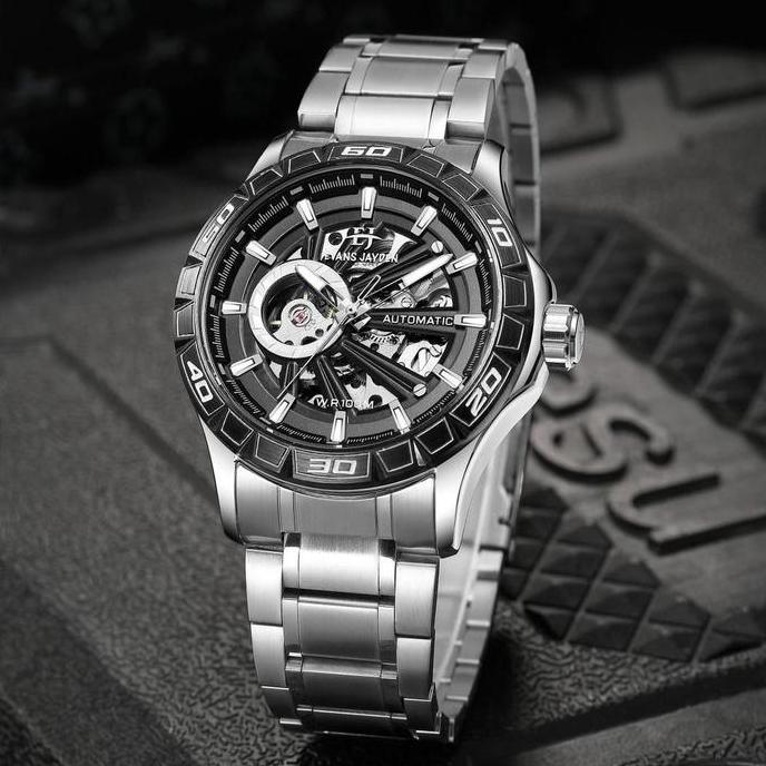 9JS EVANS JAYDEN JAM TANGAN PRIA 9565 RANTAI AUTOMATIC MOVEMENT STAINLESS STEEL KACA SAPPHIRE CHRONO