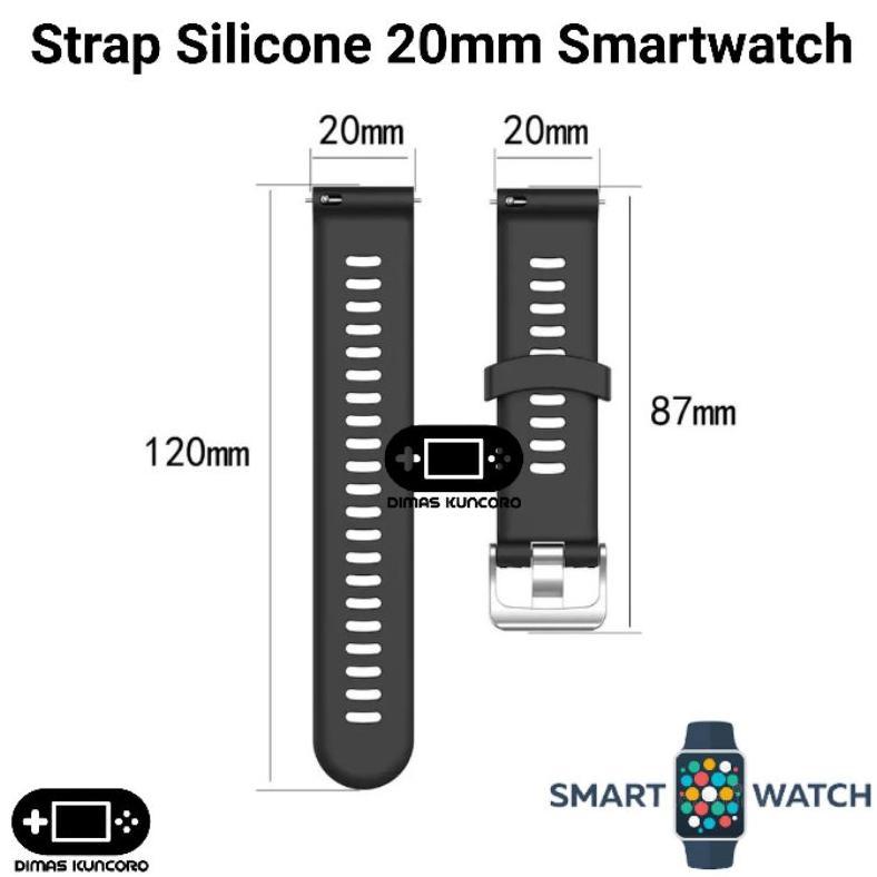 Strap Silicone 20mm Silikon DT No.1 DT88 DT89 DT93 DT94 DT96 DT102 Tali Karet Rubber Smartwatch