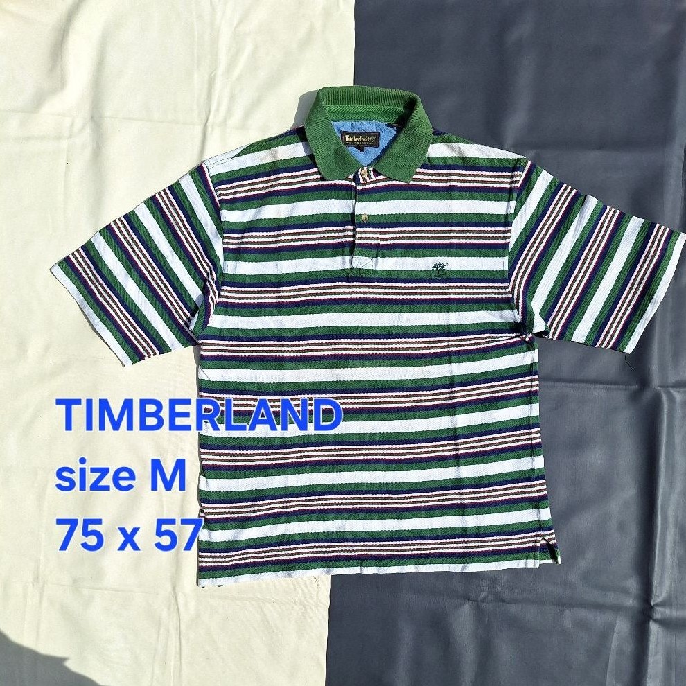 Baju Kaos Kerah TIMBERLAND Polo Shirt Garis Salur