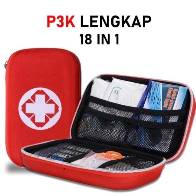 kotak p3k first aid kit box hikking camping  mobil lengkap 18 in 1