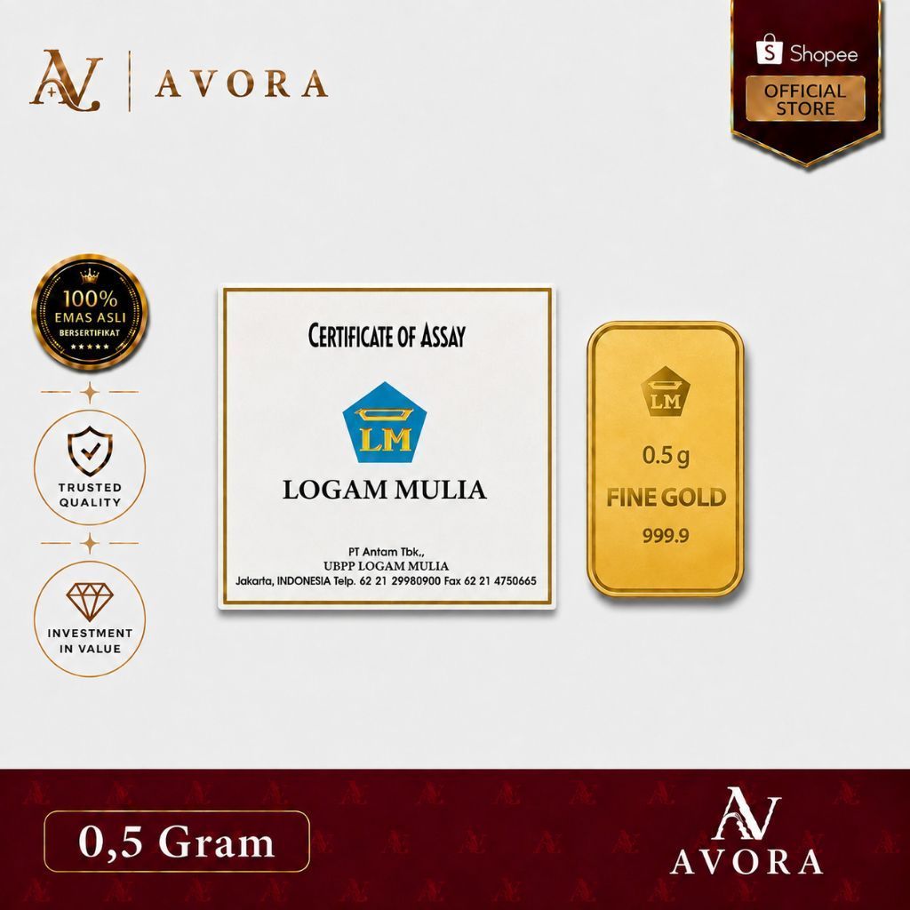 Avora Emas Logam Mulia Antam Retro Berdiri LM 0,5 Gram Tahun 2026