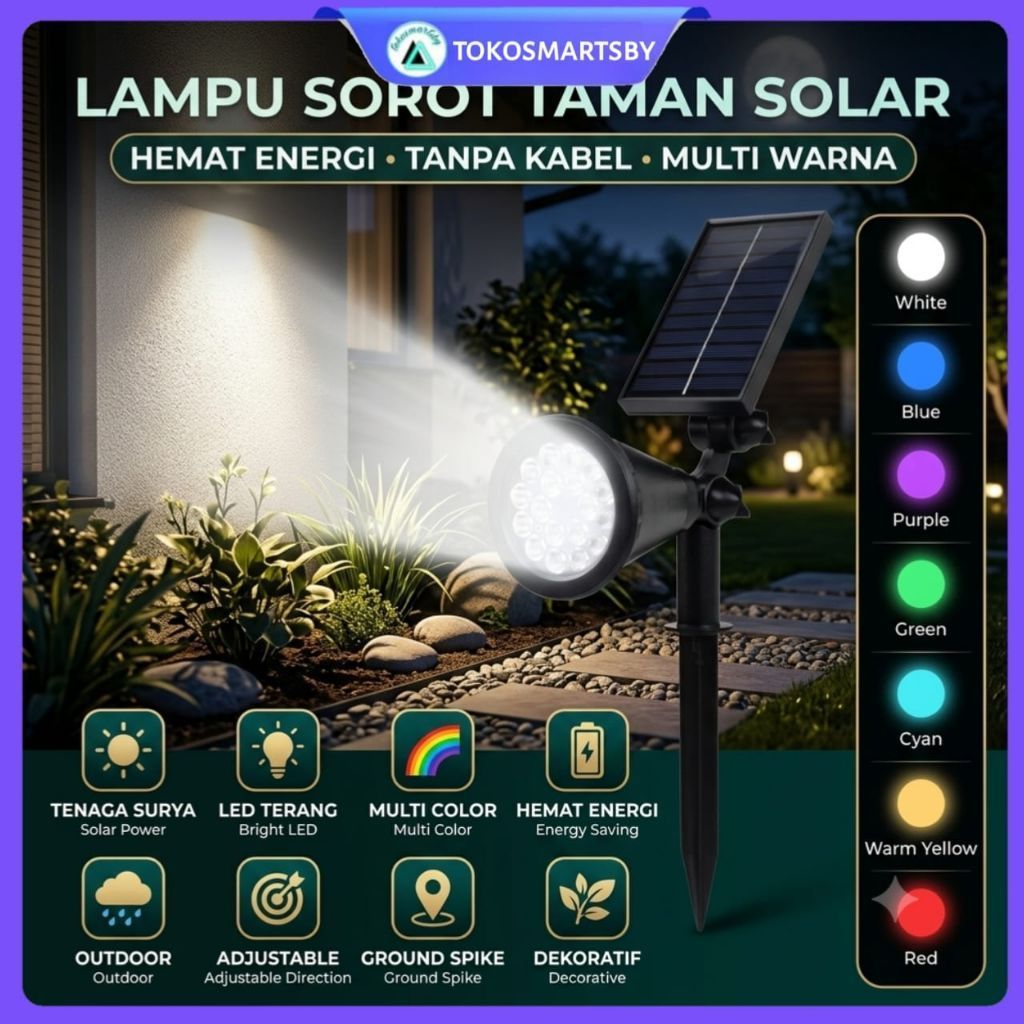 Lampu taman tenaga Surya 18 LED Solar Cell Panel Lampu Sorot Super Terang Outdoor Lampu energi