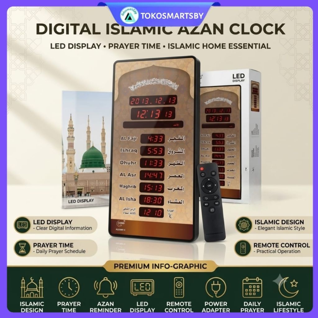 Jam Dinding Digital LED 4007 Jam Islam Sholat Adzan
