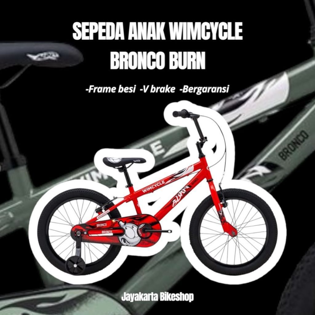SEPEDA ANAK 18 WIMCYCLE BRONCO BURN | KIDS BIKE 18 INCH ORIGINAL DAN BERGARANSI