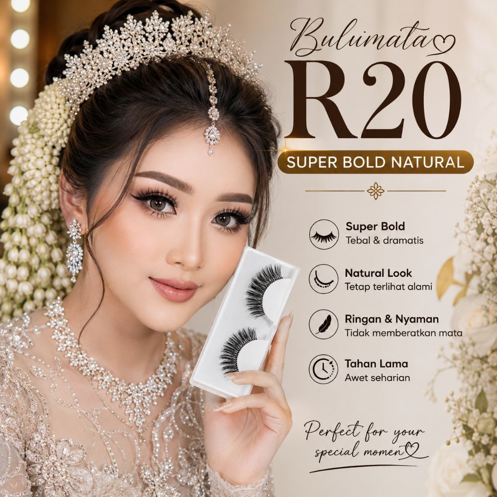 Bulu mata R20 Medium Super Bold Natural Lembut