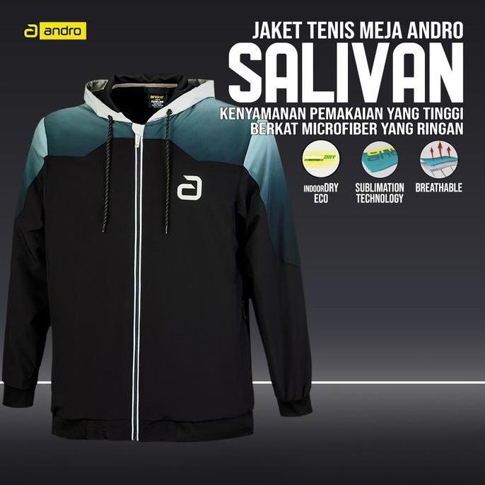 BEBAS ONGKIR - Jaket Jacket Tenis Meja Pingpong Andro Salivan Black Grey Original