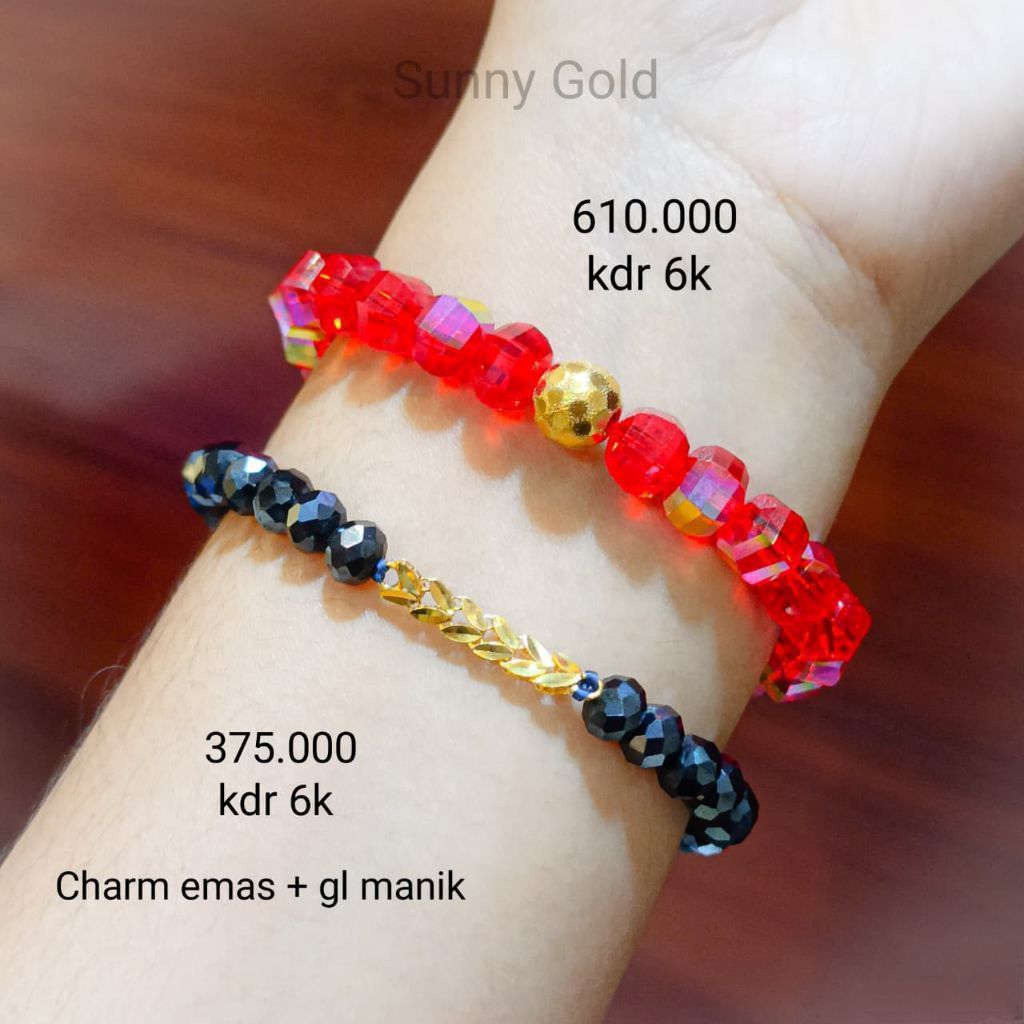 GELANG BOLA KRISTAL EMAS ASLI 300%