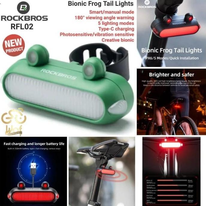 ROCKBROS RFL02 Lampu Belakang Sepeda Smart Brake Bike Rear Tail Light