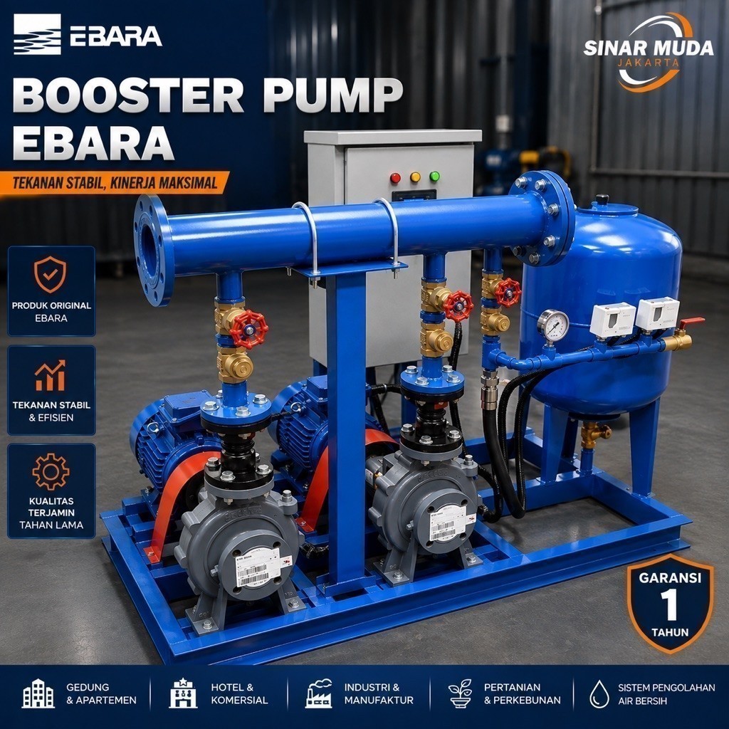 Paket Booster Pump Ebara 50 x 40 fsha c/w Motor 2.2 kw 2 pole