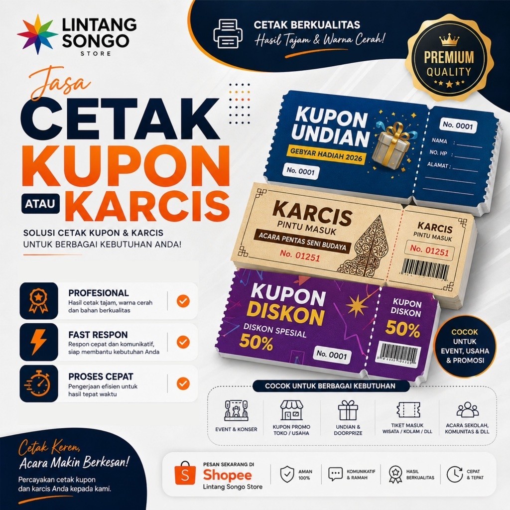 CETAK KUPON KARCIS CUSTOM Satuan kupon custom kupon undian kupon karcis parkir kupon hadiah kupon