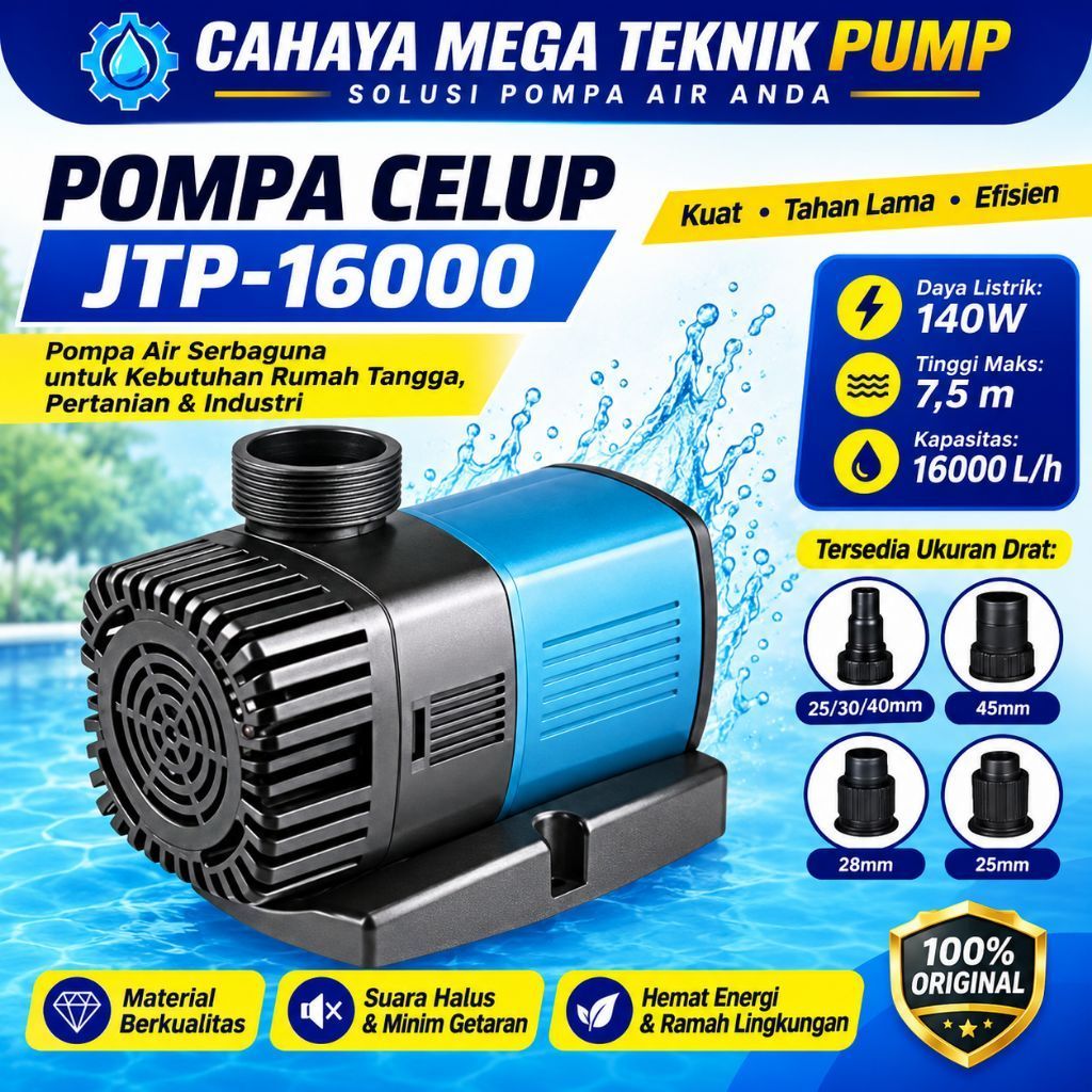 sunsun jtp 16000 low watt hemat pompa air celup kolam hidroponik SUNSUN JTP16000