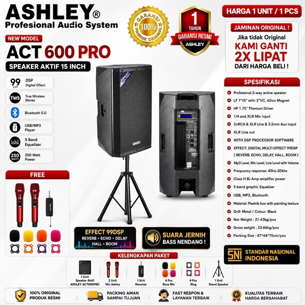 Speaker Aktif Ashley Act600pro Original Speaker aktif Ashley 15inch Garansi resmi