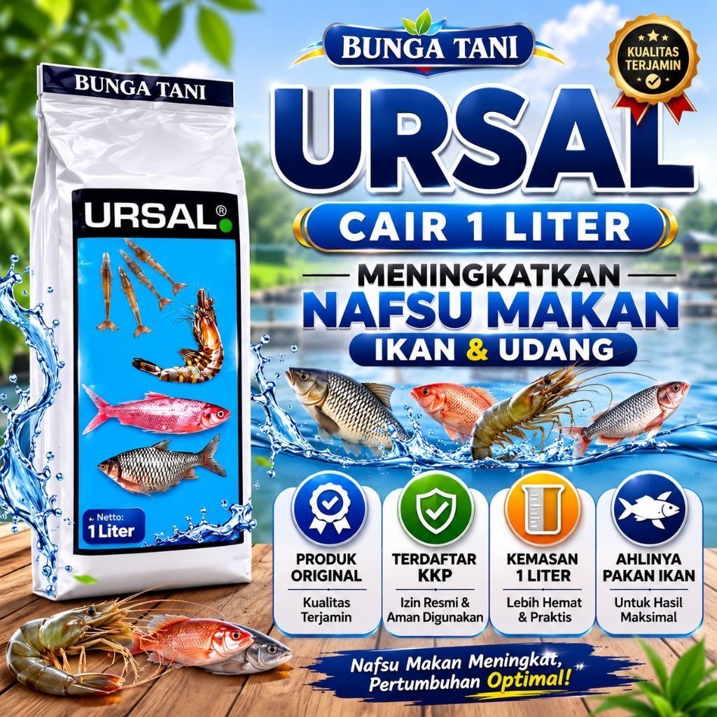 Ursal Cairan Penambah Nafsu Makan Untuk Udang Dan Ikan Probiotik 1L / Ursal Cair Nasa Tani