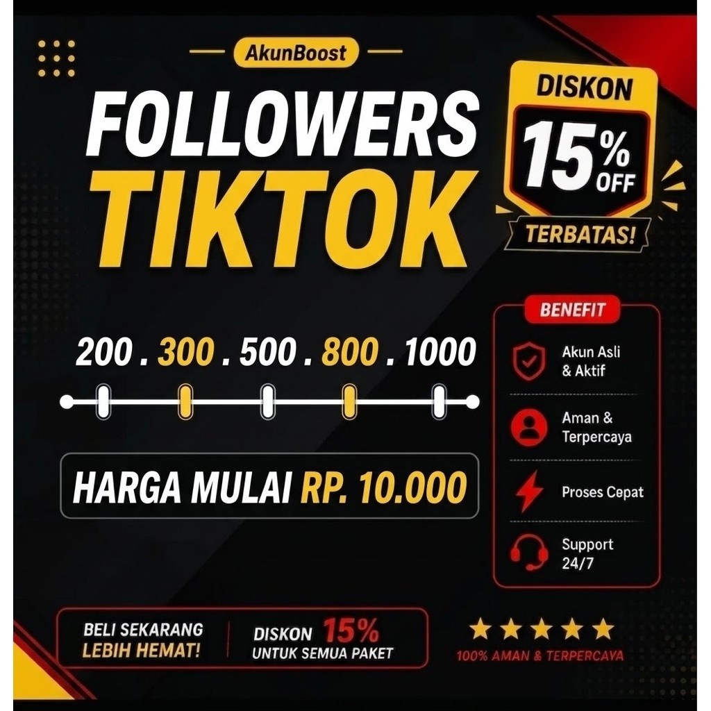 Jasa Tambah Followers TikTok 100-1000 | Paket Followers TikTok