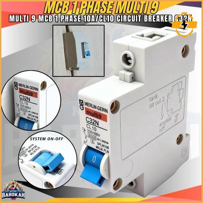Mcb Merlin Gerin Multi9 1P Cl10 Mcb Miniature Circuit Breaker 1 Phase 10 Ampere Multi9 C32N Original