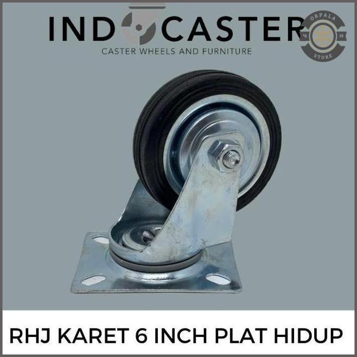 Roda Karet Roda Troli Roda Lori Rhj Plat Hidup 6" Forsale