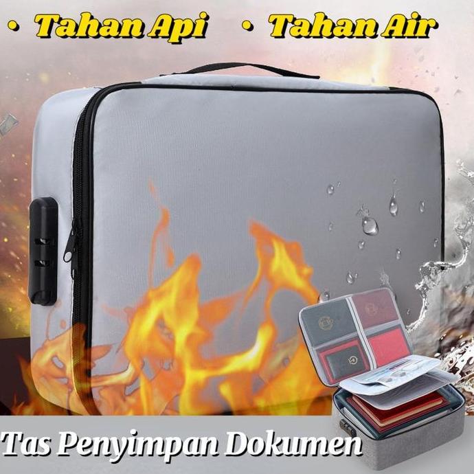 CORNUE [COD]Tas Penyimpan Dokumen Tahan/ Tas File Dokumen Besar Tas Tahan Api & Air/dokumen Tahan