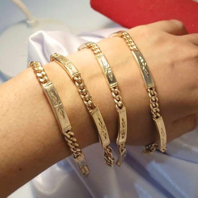 Gelang Rantai Plat 3 & Plat 4 Swasa- Anti Karat-Tidak Mudah Luntur