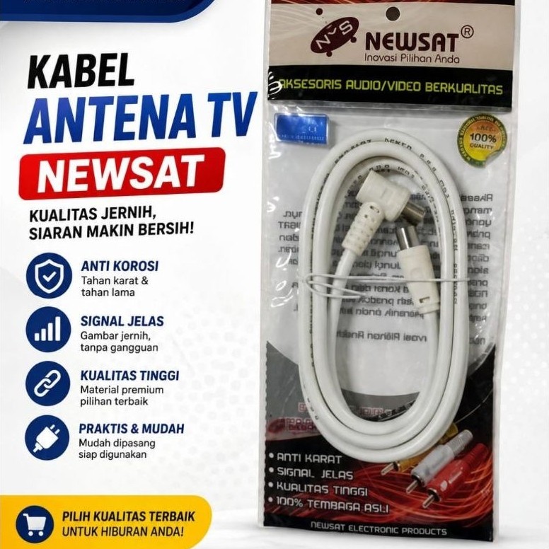 Promo Kabel Jack tv ke jack tv 1,5 meter NEWSAT Kabel antena ke tv kabel jack antena ke tv