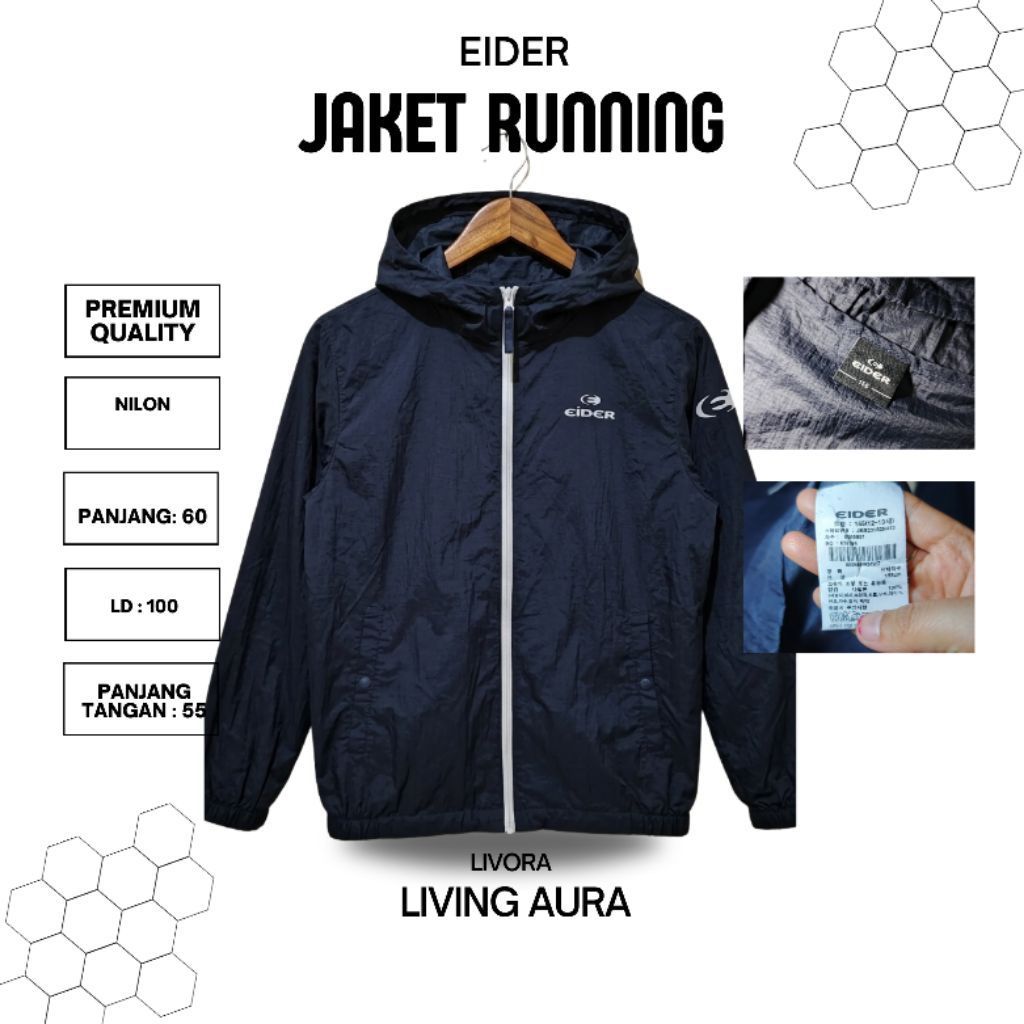 Jacket Running Eider Warna Hitam Like New