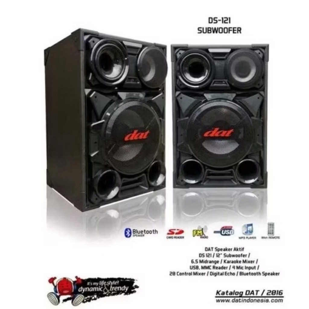 Speaker Aktif DAT DS-121 12 Inch - Multimedia Karaoke System, Bluetooth, USB, FM Radio