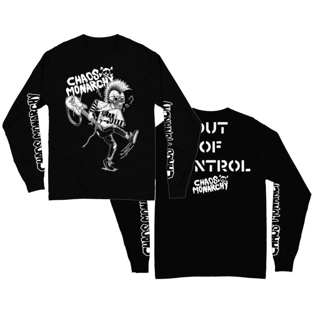 Kaos Band Punk Chaos  Monarchy - Out Of Control hitam Lengan Panjang